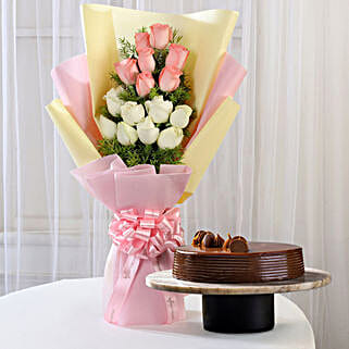 Pink & White Roses & Truffle Cake-picture-30