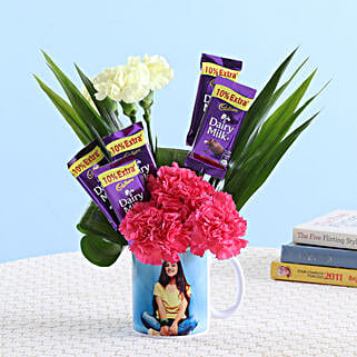 Pink Yellow Carnations In Picture Mug-image-25