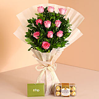 Pretty In Pastel Roses Bouquet Ferrero Rocher Box-picture-12