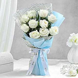 Pristine White Roses Bunch-image-33