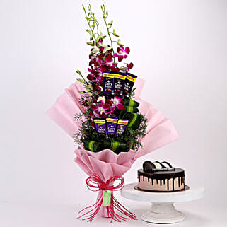 Purple Orchids Posy Chocolate Cake-picture-11