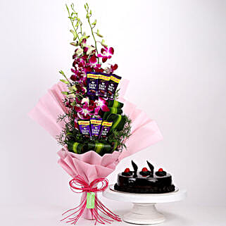 Purple Orchids Posy Truffle Cake-picture-45