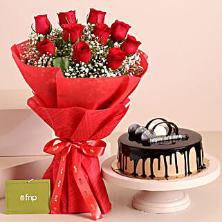 Red Roses Bouquet with Chocolate Cake-picture-29