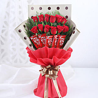 Red Roses Bouquet With Nestle Kitkat Chocolates-picture-29