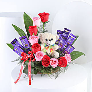 romantic mixed roses chocolate surprise