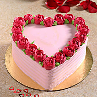 Rose Heart Chocolate Cream Cake Half kg-picture-31