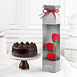 Ruby Rose Melody Bouquet N Truffle Cake Combo-picture-20