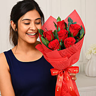 Serendipity 6 Red Roses Bunch