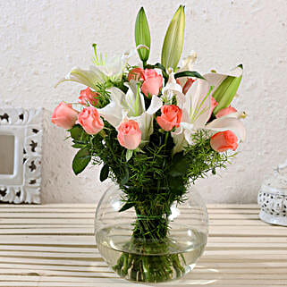 Serene Mixed Flowers Vase Arrangement-picture-41