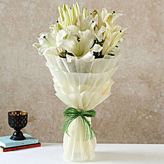 Serene White Oriental Lilies Bouquet-picture-13