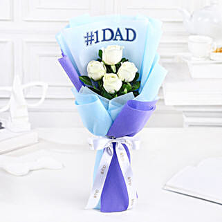 Serene White Rose Bouquet For Dad-picture-11