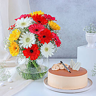 Spring Colours Vase With Luscious Cake-picture-14