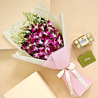 Spring Meadow Orchids Bouquet Ferrero Rocher Box-picture-26