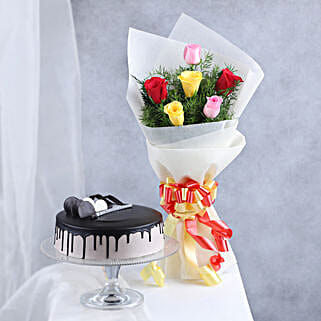 Spring Time Rose Bouquet N Cake Combo-picture-44