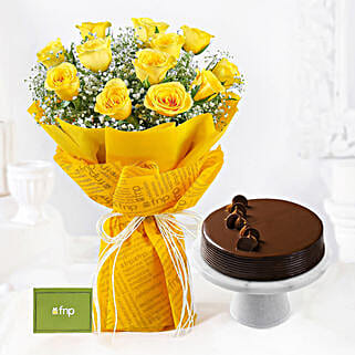 Sunshine Delivered Roses Bouquet Truffle Cake-image-28