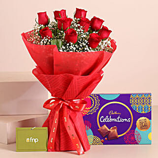 Timeless Red Roses Bouquet Celebrations Box