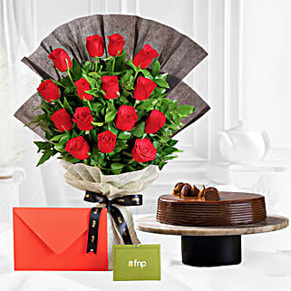 Touch Of Luxury Red Roses Bouquet Truffle Cake-image-47