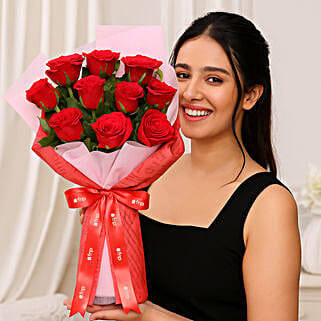 Velvety Red Roses Bouquet