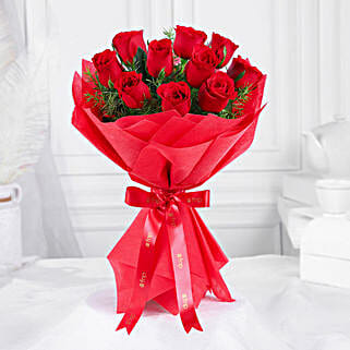 Vivid  10 Red Roses Bouquet
