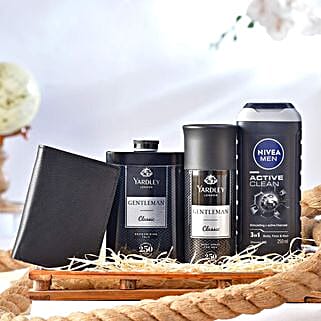 wenz mens wallet with yardley london grooming kit