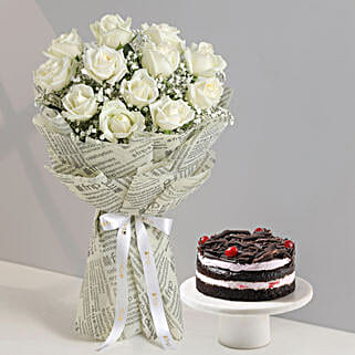 Wrapped In Elegance Roses Bouquet Black Forest Cake-picture-18